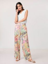 Gerry Weber Lniane spodnie ze wzorem rozmiar: 42. Spodnie materiałowe Gerry Weber, bez wzorów, ze lnu, z podwyższonym stanem. Za 209.82 zł.