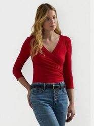 LAUREN RALPH LAUREN Bluzka 200824366021 Czerwony Slim Fit. Czerwone bluzki Lauren Ralph Lauren, s, bez wzorów, z wiskozy, bez kołnierzyka, bez ramiączek. Za 229.99 zł.
