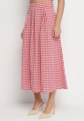 Czerwona Spódnica w Kratę Rozkloszowana z Bawełną Leanolia. Czerwone spódnice Born2be, na co dzień, m, bez wzorów, z bawełny, eleganckie, midi, proste. W wyprzedaży za 84.99 zł.