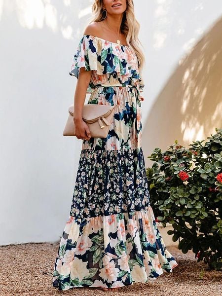 Milan Kiss Sukienka ze wzorem rozmiar: S. Niebieskie sukienki Milan Kiss, na imprezę, s, bez wzorów, z tkaniny, bez kołnierzyka, bez ramiączek, maxi. Za 153.34 zł.