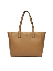 Tommy Hilfiger Torebka AW0AW16905 Beżowy. Brązowe shopper bag Tommy Hilfiger, bez wzorów, ze skóry, bez dodatków. Za 419.99 zł.