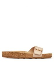 Tommy Hilfiger Klapki Cork Footbed Slip-On FW0FW09344 Beżowy. Brązowe klapki Tommy Hilfiger, bez wzorów, ze skóry, bez obcasa, bez zapięcia. Za 409.99 zł.