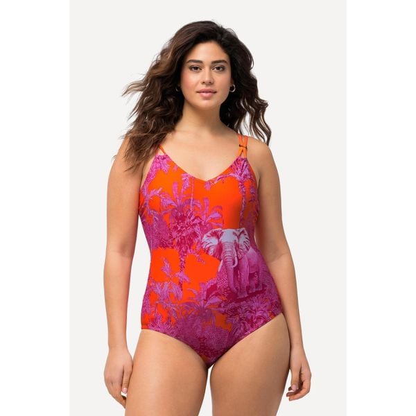 Damski Strój kąpielowy słoń miękkie miseczki ramiączka z regulacją. Brązowe stroje jednoczęściowe Ulla Popken, bez wzorów, z elastanu, sportowe. Za 244.99 zł.