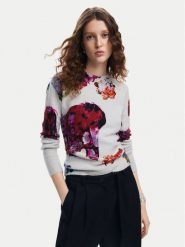 Desigual Sweter Maxflower 24WWJF53 Szary Regular Fit. Szare swetry Desigual, m, bez wzorów, z syntetyku, bez ramiączek. Za 219.99 zł.