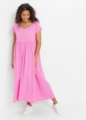 Sukienka shirtowa z bawełny organicznej. Czerwone sukienki bonprix, bez wzorów, z bawełny, bez kołnierzyka, petite, bez ramiączek. Za 119.99 zł.