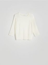 Gładki sweter - złamana biel. Swetry Reserved, l, bez wzorów, z dzianiny, bez ramiączek. W wyprzedaży za 59.99 zł.