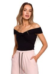 Made of emotion Top w kolorze czarnym rozmiar: S. Czarne topy Made Of Emotion, s, bez wzorów, bez kołnierzyka, bez ramiączek. Za 92.42 zł.