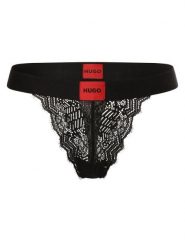 HUGO Stringi Kobiety Koronka czarny, S. Czarne stringi Hugo, bez wzorów, z koronki. Za 129.95 zł.
