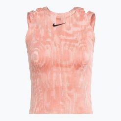 Tank top tenisowy damski Nike Court Dri-Fit Slam RG. Czerwone topy Nike, bez wzorów, sportowe, bez kołnierzyka, bez ramiączek. Za 219.99 zł.