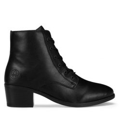 Botki Rieker. Czarne botki Rieker, bez wzorów, bez obcasa, na słupku, bez zapięcia. Za 295.00 zł.
