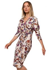 Made of emotion Sukienka w kolorze beżowym ze wzorem rozmiar: XXL. Brązowe sukienki Made Of Emotion, xxl, bez wzorów, bez kołnierzyka, bez ramiączek, midi. Za 190.97 zł.