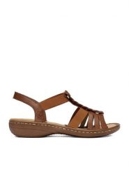 Rieker Sandały CEO-60809-24 Brązowy. Brązowe sandały Rieker, bez wzorów, ze skóry, bez obcasa, na płaskiej podeszwie, bez zapięcia. Za 299.99 zł.