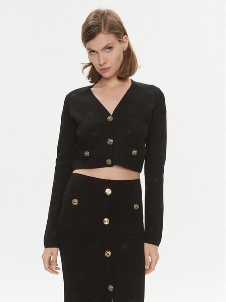 Pinko Kardigan Dinaro 101887 A16F Czarny Regular Fit. Czarne swetry Pinko, m, bez wzorów, z wiskozy, bez ramiączek. Za 849.00 zł.