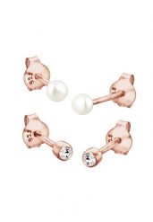 Elli Damskie kolczyki sztyfty Basic z perłą hodowlana słodkowodną i kryształem w srebrze próby 925 Sterling Silver Zestawy 1 ct. Szare kolczyki Elli, z perłą, srebrne. Za 248.99 zł.