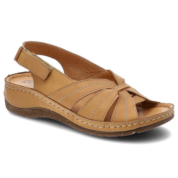 Brązowe Sandały Kampa Wygodne Skórzane Buty Na Lato. Brązowe sandały KAMPA, bez wzorów, ze skóry, klasyczne, bez obcasa, bez zapięcia. Za 175.00 zł.