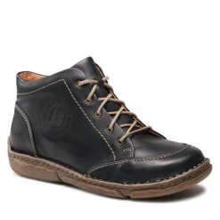 Botki Josef Seibel. Czarne botki Josef Seibel, bez wzorów, bez obcasa, na płaskiej podeszwie, bez zapięcia. Za 399.99 zł.