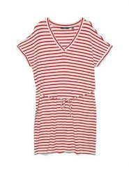Vero Moda Sukienka w kolorze biało-czerwonym rozmiar: L. Białe sukienki Vero Moda, na co dzień, l, bez wzorów, z tkaniny, bez kołnierzyka, bez ramiączek, midi, proste. Za 101.47 zł.
