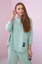 Komplet bawełniany bluza + spodnie ciemno miętowy. Zielone bluzy KESI, l, bez wzorów, z bawełny, bez kaptura. Za 271.84 zł.