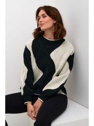Kaffe Sweter w kolorze czarno-jasnoszarym rozmiar: XL. Czarne swetry Kaffe, xl, bez wzorów, ze splotem, bez ramiączek. Za 225.45 zł.