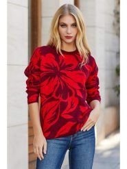 Milan Kiss Sweter w kolorze czerwonym ze wzorem rozmiar: M. Czerwone swetry Milan Kiss, m, bez wzorów, z bawełny, bez ramiączek. Za 122.96 zł.