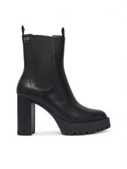 PINKO Botki Clara 02 SD0579P001 Czarny. Czarne botki Pinko, bez wzorów, ze skóry, bez obcasa, na słupku, bez zapięcia. Za 1,399.00 zł.