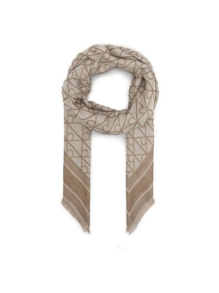 Calvin Klein Chusta Emblem Aop Jacquard Square Scarf LV04F8080G Beżowy. Brązowe chusty Calvin Klein, bez wzorów. Za 289.99 zł.