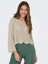 ONLY Sweter w kolorze beżowym rozmiar: XL. Brązowe swetry ONLY, xl, bez wzorów, ze splotem, bez ramiączek. Za 70.41 zł.
