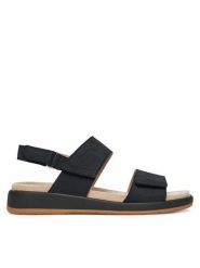 Caprice Sandały 9-28207-44 Czarny. Czarne sandały Caprice, bez wzorów, z nubiku, bez obcasa, na płaskiej podeszwie, bez zapięcia. Za 199.99 zł.