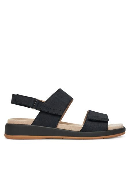 Caprice Sandały 9-28207-44 Czarny. Czarne sandały Caprice, bez wzorów, z nubiku, bez obcasa, na płaskiej podeszwie, bez zapięcia. Za 159.99 zł.