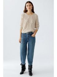 Oui Sweter w kolorze beżowym rozmiar: 34. Brązowe swetry Oui, z aplikacjami, z wełny, bez ramiączek. Za 233.33 zł.