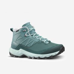 Buty turystyczne damskie Quechua MH500 Mid wodoodporne. Zielone buty trekkingowe QUECHUA, z kauczuku, bez zapięcia. Za 329.99 zł.
