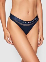 Tommy Hilfiger Stringi Thong UW0UW00064 Granatowy. Niebieskie stringi Tommy Hilfiger, bez wzorów, z bawełny. Za 59.99 zł.