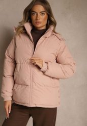 Różowa Pikowana Kurtka z Odpinanym Kapturem Lucane. Czerwone kurtki Renee, l, bez wzorów. Za 159.99 zł.
