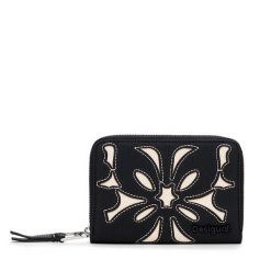 Mały Portfel Damski Desigual. Czarne portfele Desigual, bez wzorów. Za 129.99 zł.