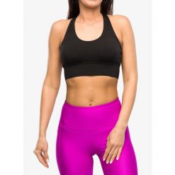 Stanik sportowy Mons Royale Stratos Merino Shift Sports Bra. Czarne biustonosze sportowe Mons Royale, bez wzorów, na fitness i siłownię. Za 235.99 zł.