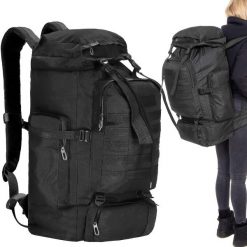 Plecak 60 L turystyczny czarny. Czarne plecaki Springos, bez wzorów, bez dodatków. Za 140.99 zł.