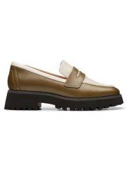 Clarks Skórzane mokasyny "Stayso Edge" w kolorze oliwkowo-kremowym rozmiar: 38. Brązowe mokasyny Clarks, bez wzorów. Za 193.24 zł.