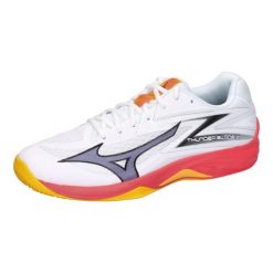 MIZUNO Thunder Blade Z buty sportowe roz. 41 – łatwa pielęgnacja. Białe buty treningowe Mizuno, bez wzorów, bez zapięcia, do siatkówki. Za 299.99 zł.