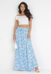 Niebieska Spódnica Maxi Bawełniana w Kwiaty Shimine. Niebieskie spódnice Born2be, s, bez wzorów, z bawełny, maxi, rozkloszowane. Za 89.99 zł.