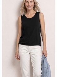 Street One Top w kolorze czarnym rozmiar: 34. Czarne topy Street One, bez wzorów, street, bez kołnierzyka, bez ramiączek. Za 76.39 zł.