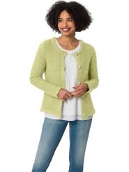 Heine Kardigan w kolorze zielonym rozmiar: 42. Zielone swetry Heine, bez wzorów, bez ramiączek. Za 78.99 zł.