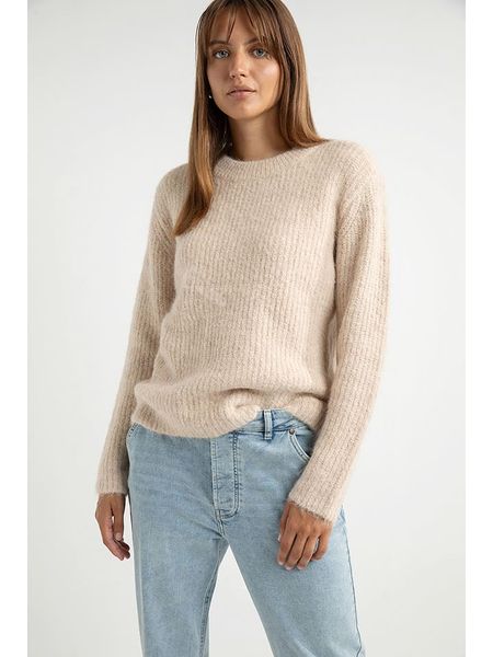Josephine & Co Sweter "Ariana" w kolorze kremowym rozmiar: L. Brązowe swetry Josephine & Co, l, bez wzorów, z wełny, bez ramiączek. Za 223.99 zł.