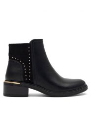 JENNY Botki JOELYNN WS5122-12 Czarny. Czarne botki Jenny, bez wzorów, z tworzywa sztucznego, bez obcasa, na słupku, bez zapięcia. Za 89.99 zł.