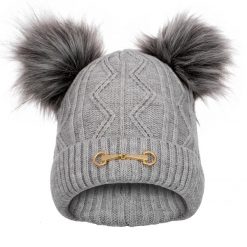 Czapka zimowa Equestrian Queen Ayla 24AW damska z dwoma pomponami. Brązowe czapki zimowe EQUESTRIAN QUEEN, bez wzorów, sportowe. Za 106.99 zł.