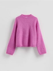 Sweter z wełną - fuksja. Czerwone swetry Reserved, l, bez wzorów, z dzianiny, bez ramiączek. Za 259.99 zł.