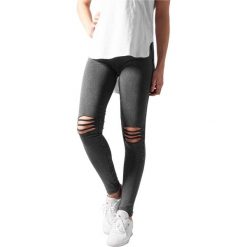 Damskie klasyczne legginsy miejskie z wycięciami do kolan. Czarne legginsy Urban Classics, bez wzorów, klasyczne. Za 149.50 zł.