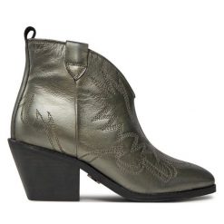 Kowbojki Bronx. Czarne botki Bronx, bez wzorów, bez obcasa, na słupku, bez zapięcia. Za 389.99 zł.