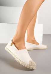Beżowe Espadryle z Elastyczną Wstawką Zdobione Plecionką Kinellis. Brązowe espadryle Renee, z aplikacjami, eleganckie, bez obcasa. W wyprzedaży za 29.99 zł.