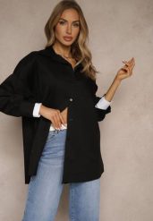 Czarna Bawełniana Koszula Typu Oversize Ronmira. Czarne koszule Renee, uniwersalny, bez wzorów, z bawełny, eleganckie, bez kołnierzyka, bez ramiączek. W wyprzedaży za 76.99 zł.