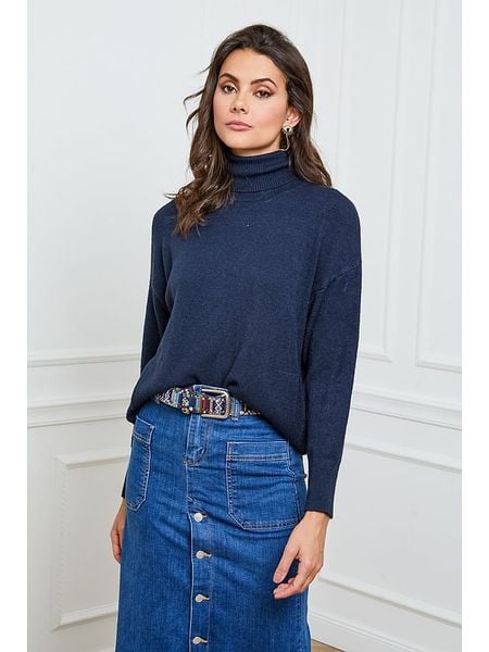 So Cachemire Golf "Elona" w kolorze granatowym rozmiar: L. Niebieskie swetry So Cachemire, l, bez wzorów, z kaszmiru, bez ramiączek. Za 226.95 zł.